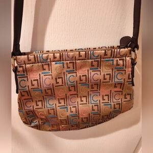 Liz Claiborne long strap satchel purse LC logo EUC.